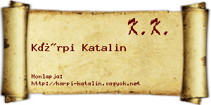 Kárpi Katalin névjegykártya